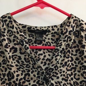 Forever 21 Sheer, Sleeveless Leopard Blouse, S